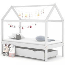 vidaXL fehér tömör fenyőfa gyerekágykeret fiókkal 80 x 160 cm kiságy, babaágy