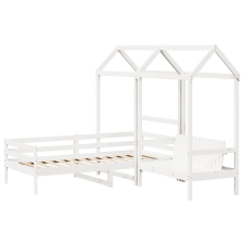 vidaXL fehér tömör fenyőfa kanapéágy és pad tetővel 90 x 200 cm ágy és ágykellék