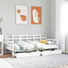 vidaXL fehér tömör fenyőfa kanapéágy fiókkal 90 x 190 cm ágy és ágykellék