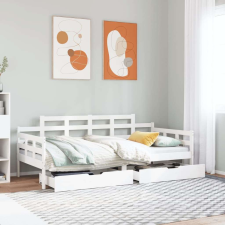 vidaXL fehér tömör fenyőfa kanapéágy fiókokkal 90 x 200 cm ágy és ágykellék