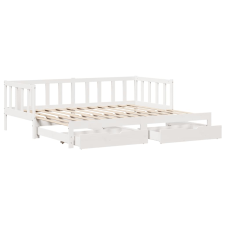 vidaXL fehér tömör fenyőfa kihúzható kanapéágy fiókkal 90 x 200 cm (3302190) ágy és ágykellék
