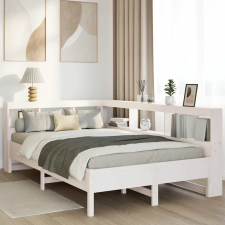 vidaXL fehér tömör fenyőfa könyvespolcos ágy matrac nélkül 120x190 cm ágy és ágykellék