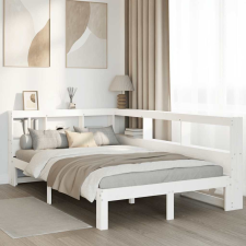 vidaXL fehér tömör fenyőfa könyvespolcos ágy matrac nélkül 135x190 cm ágy és ágykellék