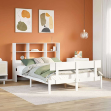 vidaXL fehér tömör fenyőfa könyvespolcos ágy matrac nélkül 140x190 cm ágy és ágykellék