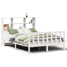 vidaXL fehér tömör fenyőfa könyvespolcos ágy matrac nélkül 140x190 cm (3321697) ágy és ágykellék