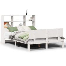 vidaXL fehér tömör fenyőfa könyvespolcos ágy matrac nélkül 140x190 cm (3322659) ágy és ágykellék