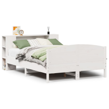vidaXL fehér tömör fenyőfa könyvespolcos ágy matrac nélkül 150x200 cm (3323063) ágy és ágykellék