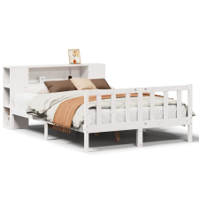 vidaXL fehér tömör fenyőfa könyvespolcos ágy matrac nélkül 160x200 cm (3321662) ágy és ágykellék