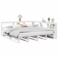 vidaXL fehér tömör fenyőfa könyvespolcos ágy matrac nélkül 180x200 cm ágy és ágykellék