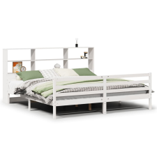 vidaXL fehér tömör fenyőfa könyvespolcos ágy matrac nélkül 180x200 cm (3322244) ágy és ágykellék