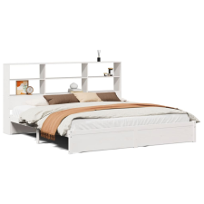 vidaXL fehér tömör fenyőfa könyvespolcos ágy matrac nélkül 180x200 cm (3322400) ágy és ágykellék