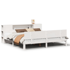 vidaXL fehér tömör fenyőfa könyvespolcos ágy matrac nélkül 180x200 cm (3322639) ágy és ágykellék