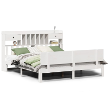 vidaXL fehér tömör fenyőfa könyvespolcos ágy matrac nélkül 180x200 cm (3322699) ágy és ágykellék