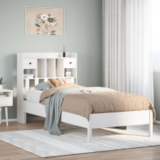vidaXL fehér tömör fenyőfa könyvespolcos ágy matrac nélkül 75 x 190 cm ágy és ágykellék