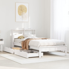 vidaXL fehér tömör fenyőfa könyvespolcos ágy matrac nélkül 90 x 190 cm ágy és ágykellék
