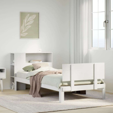 vidaXL fehér tömör fenyőfa könyvespolcos ágy matrac nélkül 90 x 200 cm ágy és ágykellék