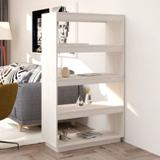 vidaXL fehér tömör fenyőfa könyvszekrény/térelválasztó 80x35x135 cm bútor