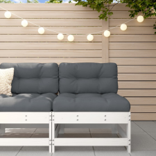 vidaXL fehér tömör fenyőfa középső kanapé párnákkal kerti bútor
