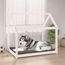 vidaXL Fehér tömör fenyőfa kutyaágy 111x80x100 cm szállítóbox, fekhely kutyáknak