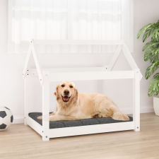 vidaXL fehér tömör fenyőfa kutyaágy 81x60x70 cm szállítóbox, fekhely kutyáknak