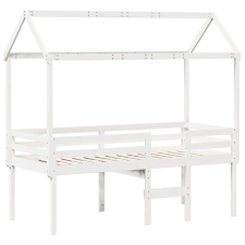 vidaXL fehér tömör fenyőfa magasított ágy tetővel 75 x 190 cm ágy és ágykellék