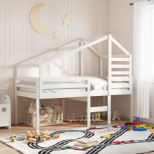 vidaXL fehér tömör fenyőfa magasított ágy tetővel 80 x 200 cm ágy és ágykellék