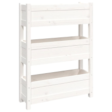 vidaXL fehér tömör fenyőfa növénytartó 77x25x104,5 cm (823935) kerti tárolás