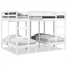 vidaXL fehér tömör fenyőfa tripla emeletes ágykeret 140x200/70x140 cm ágy és ágykellék