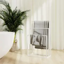 vidaXL fehér vas szabadon álló törölközőtartó 48 x 24 x 79 cm fürdőszoba kiegészítő