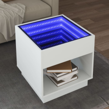 vidaXL fehér végtelen hatású LED-es dohányzóasztal 50 x 50 x 50 cm bútor