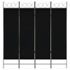 vidaXL fekete 4-paneles paraván 160 x 180 cm
