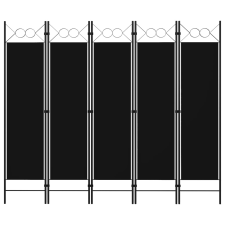 vidaXL fekete 5 paneles paraván 200 x 180 cm bútor