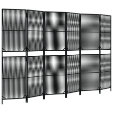 vidaXL fekete 6-paneles polyrattan térelválasztó (365384) bútor