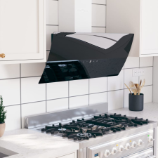 vidaXL fekete acél és edzett üveg fali páraelszívó 90 cm páraelszívó