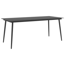 vidaXL fekete acél és üveg kerti étkezőasztal 190 x 90 x 74 cm kerti bútor