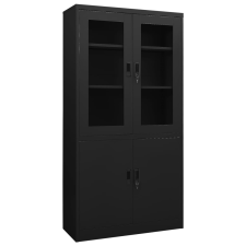 vidaXL fekete acél irodai szekrény 90 x 40 x 180 cm irattároló szekrény