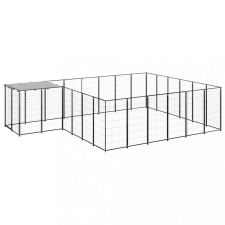 vidaXL fekete acél kutyakennel 12,1 m² szállítóbox, fekhely kutyáknak