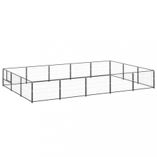 vidaXL fekete acél kutyakennel 15 m² szállítóbox, fekhely kutyáknak