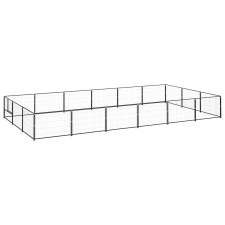 vidaXL fekete acél kutyakennel 18 m² szállítóbox, fekhely kutyáknak