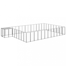 vidaXL fekete acél kutyakennel 30,25 m² szállítóbox, fekhely kutyáknak