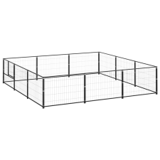 vidaXL fekete acél kutyakennel 9 m² szállítóbox, fekhely kutyáknak