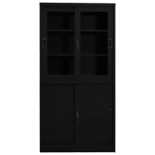 vidaXL fekete acél tolóajtós irodai szekrény 90 x 40 x 180 cm (335964) bútor