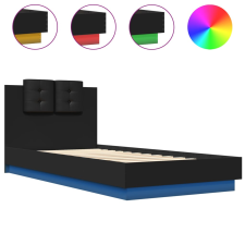 vidaXL fekete ágykeret fejtámlával és LED-világítással 100 x 200 cm (3210025) ágy és ágykellék