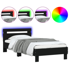 vidaXL fekete ágykeret fejtámlával és LED-világítással 90 x 200 cm (838716) ágy és ágykellék