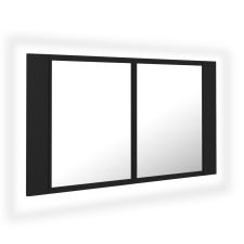 vidaXL fekete akril LED-es tükrös fürdőszobaszekrény 80x12x45 cm (804965) fürdőszoba bútor