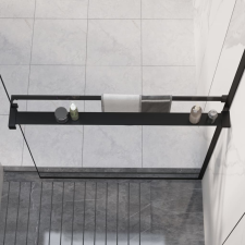 vidaXL Fekete alumínium zuhanypolc walk-in zuhanyfalhoz 90 cm fürdőszoba bútor