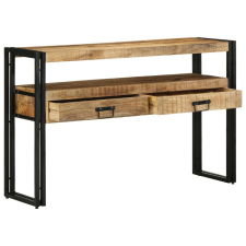 vidaXL Fekete Asztalok 120x33x75 cm Tömör Mangófából és Fémből bútor