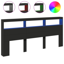 vidaXL fekete áthidalószekrény LED-világítással 220 x 17 x 102 cm (839225) ágy és ágykellék
