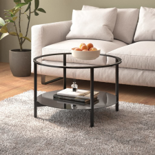 vidaXL fekete-átlátszó edzett üveg dohányzóasztal 70 cm bútor