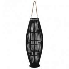 vidaXL Fekete bambusz függő gyertyatartó lámpás, 95 cm kerti dekoráció